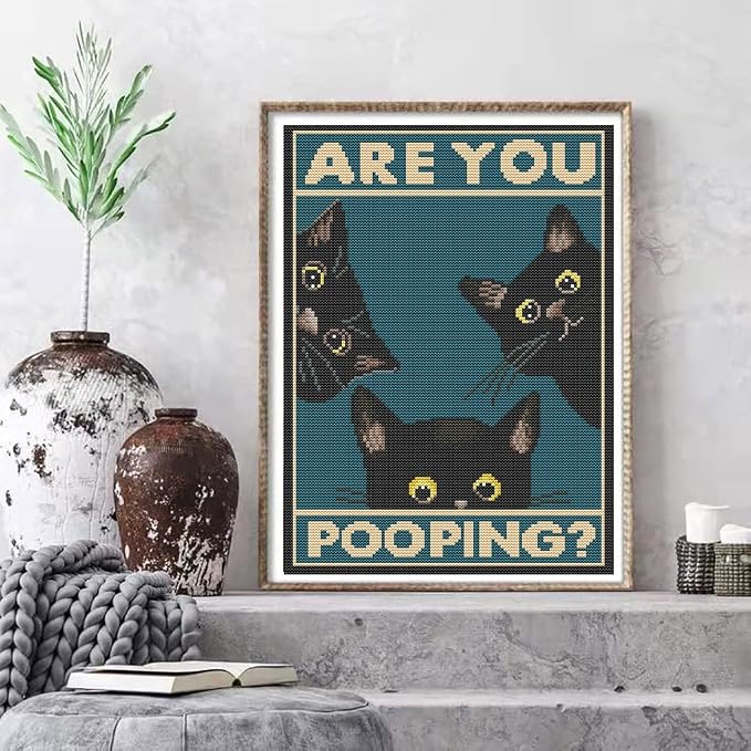Eiazuiks Stamping Cross Stitch Kit, Cats Counting Cross Stitch Kit - Image 2