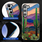 for Samsung Galaxy S23 Plus Case, Stained Glass Cactus Pattern Glossy 2 in 1 - Image 6