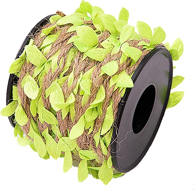 33 feet Natural Twine Light Green Leaf Jute 3ply 2MM Rope Hemp Burlap Ribbon by SPDTECH