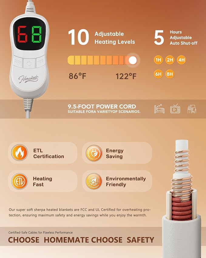 Homemate Electric Heated Blanket Twin Size - Image 5