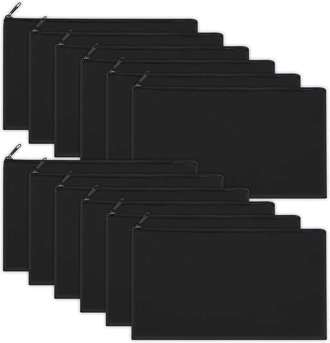 12 Pieces Black Cotton Canvas Makeup Bag, Blank DIY Craft Bag by Sinzip