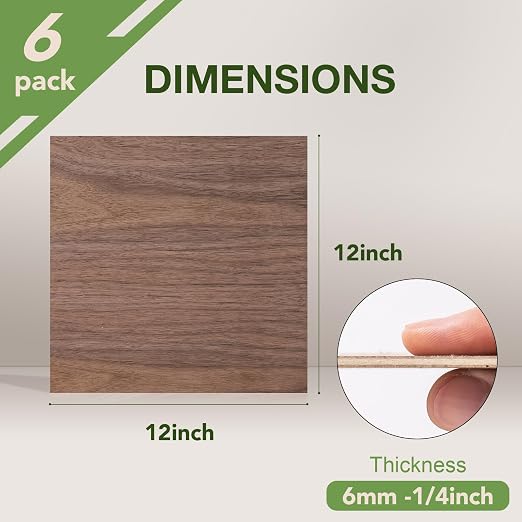 6 Pack Walnut Plywood, Thin Wood Sheets Blanks - Image 2
