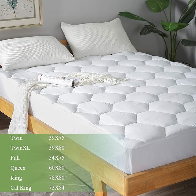 Full Mattress Pad, 8-21" Deep Pocket Protector Ultra Soft Quilted Fitted Topper - Image 2