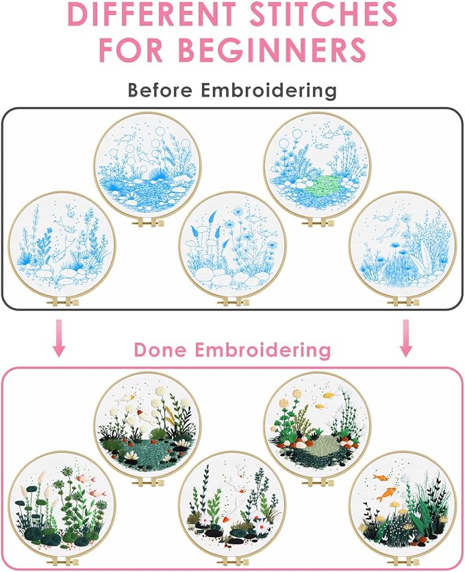 TINDTOP 5 Pack Embroidery Kit for Adult, Embroidery DIY Starter Kit | - Image 3