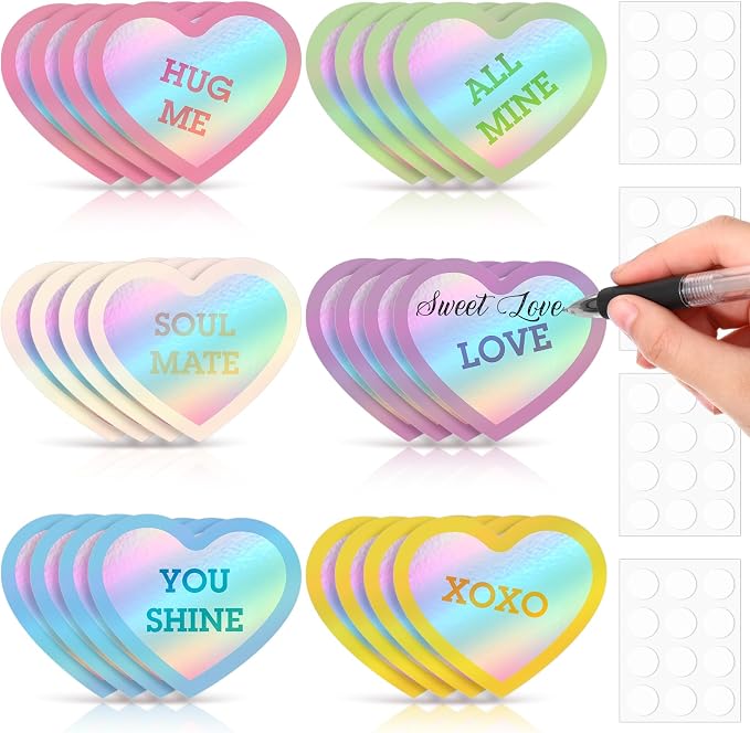 TaoBary 24 Pcs 7.08 Inch Large Heart Cutouts Shiny Iridescent Valentine's Day by TaoBary