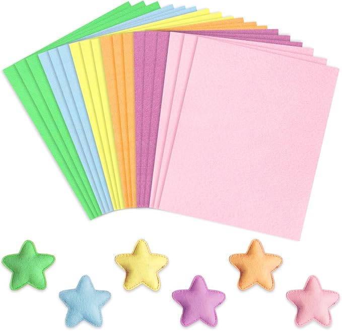 Whaline 18Pcs Pastel Felt Fabric Sheets Pink Blue Assorted Soft Thick Craft by Whaline