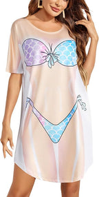 Ekouaer Women's Bikini Shirt Cover Up Short Sleeve Cute Bikini Print Cover-Up by EKOUAER