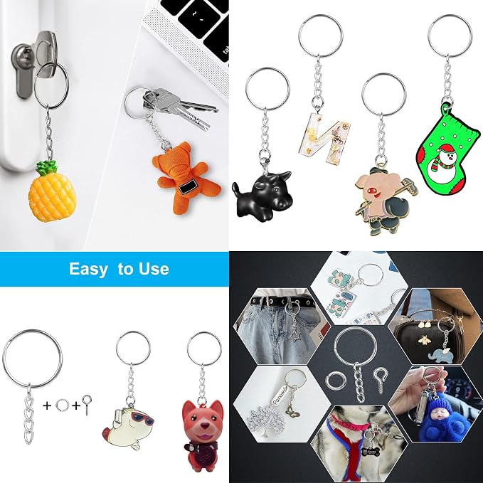 50Sets 1 inch Keychain Rings Silver Split Round Key Ring - Image 6