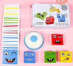 Large Wooden Face Expression Puzzle Building Cubes Manipulatives Face Changing - Image 3