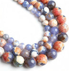 35pcs Round Loose Blue and Orange Fire Agate Beads by Yochus