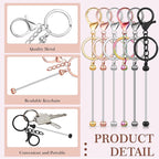 Tondiamo 12 Pcs Beadable Keychains Bars Bulk Blank Beaded Metal Keychain - Image 3
