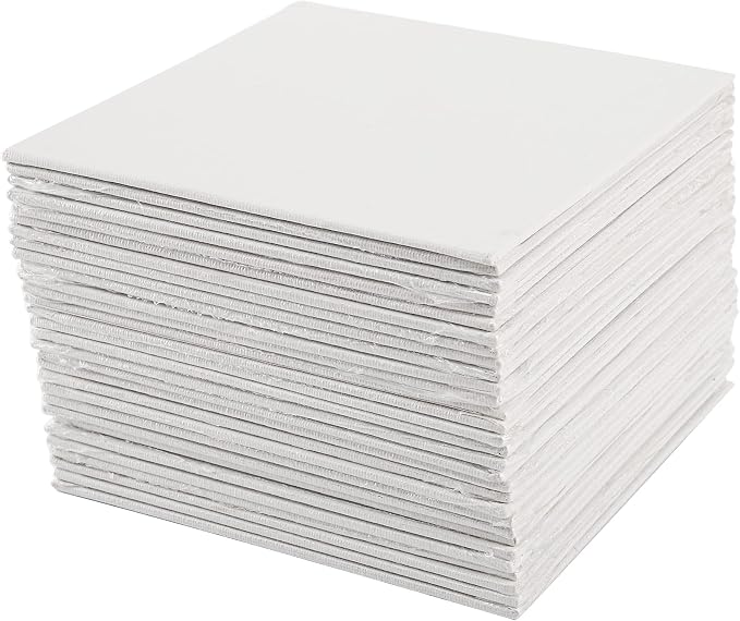 Tosnail 36 Packs 6" x 6" Artist Painting Canvas Panels White Blank Stretched by Tosnail
