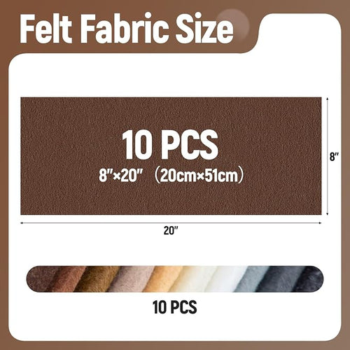 10 Sheets Felt Fabric for Crafts, 8x20 Inch 1.4mm Thick | Assorted Colors DIY - Image 2