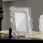 Cuspin 4x6 Picture Frame Silver, Vintage Ornate Palm Leaves Textured - Image 8