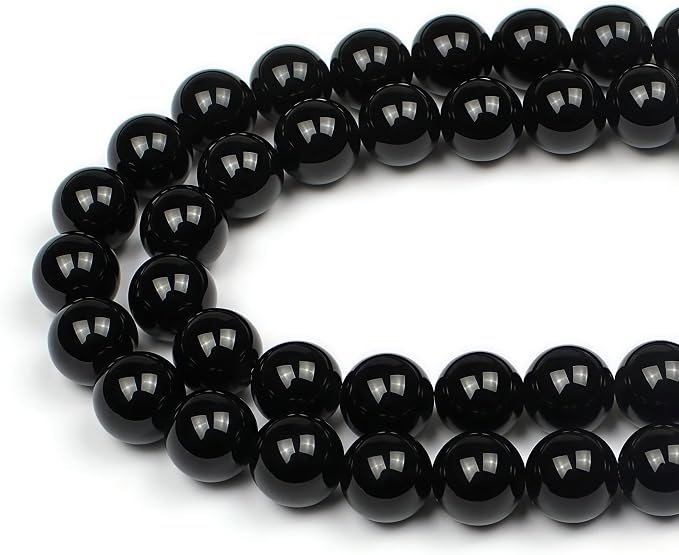 MJDCB Natural Stone Bead Black Onyx Gemstone Loose Beads by MJDCB