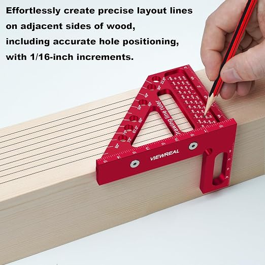 Premium Carpenter Square Hole Scribing Ruler Woodworking Square 22.5-90 Degree - Image 3