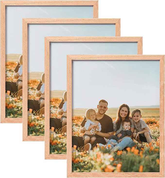 ATOBART 8x10 Set of 4 OAK Wood Picture Frame Solid Wooden Photo Frame Natural by ATOBART