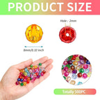 BONNY BOXX 500pcs 8mm Acrylic Faceted Round Crystal Beads Mixed Colors Loose - Image 3