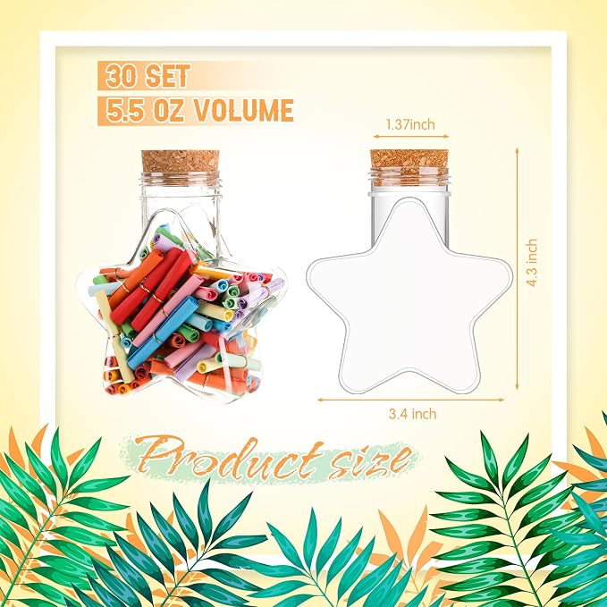 Yinkin 30 Pcs 5.5 oz Star Sand Art Bottles Plastic Clear Sand Bottles - Image 2