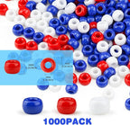 1000+ Pony Beads 9mm Patriotic Acrylic Red White Blue Beads - Image 3