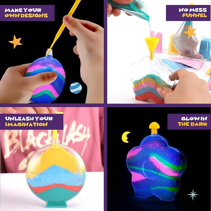Create Your Own Magic Sand Art Glitter Activity | Glow in the Dark Colored - Image 5