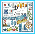 Awesocrafts Unstamped Cross Stitch Kits, Four Seasons of Summer Easy Patterns by Awesocrafts