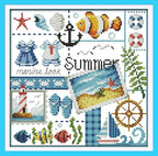 Awesocrafts Unstamped Cross Stitch Kits, Four Seasons of Summer Easy Patterns by Awesocrafts