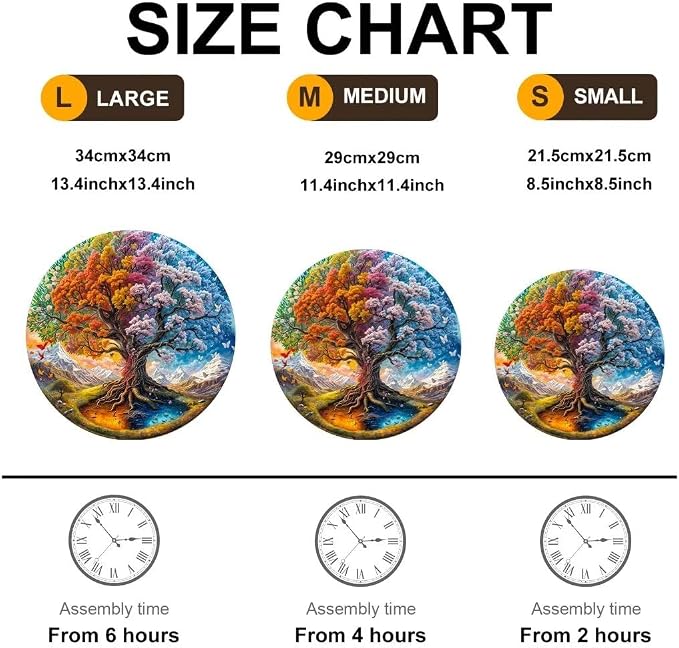 Wooden Puzzles Adults, Seasonal Tree of Life Wooden Puzzles 200 Pieces - Image 6