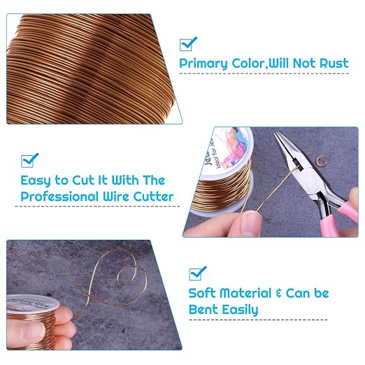 22 Gauge Jewelry Wire, Anezus Craft Wire Tarnish Resistant Copper Beading Wire - Image 3