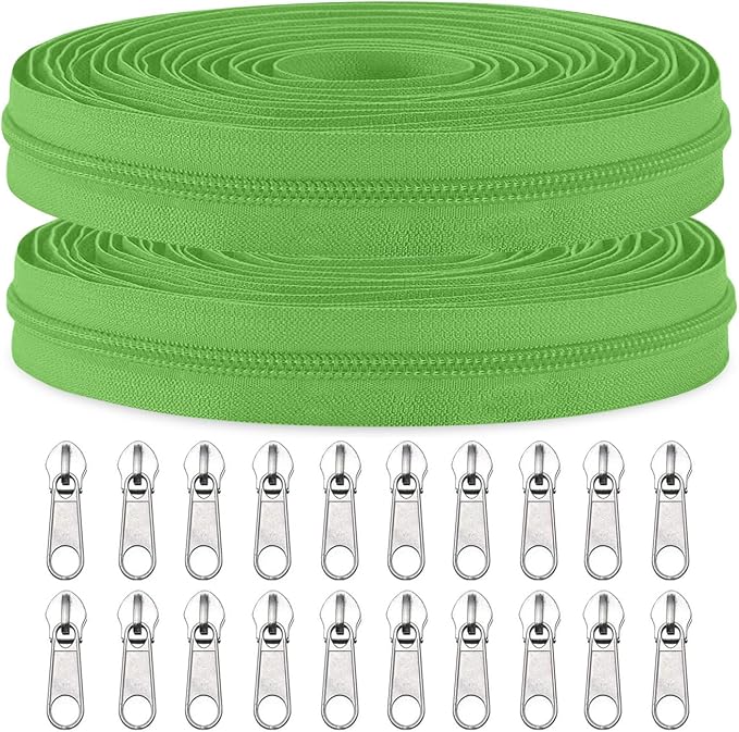 Sawoake Bulk 10 Yards Grass Green Coil Zipper by The Yards, Craft Bags by Zipper