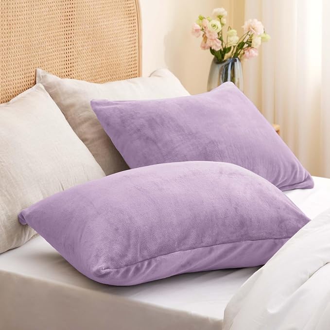 BEDELITE Flannel Pillow Cases Queen Size Set of 2, Super Soft Fleece Pillowcases - Image 2