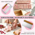 SJ 42 oz Soap Making Kit with Pink Silicone Loaf Mold, Wooden Box & Cutters | - Image 3