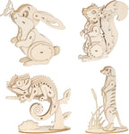 ELX 3D Wooden Animal Puzzles for Kids 6+, 4 Piece Set Animal Models, Wood by ELXPUZZLETOY