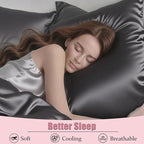 Mulberry Silk King Size Pillow Cases Set of 2, Ultra Smooth Soft Breathable - Image 4