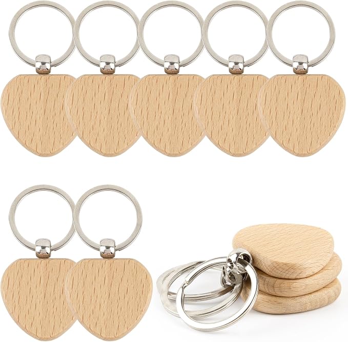 AUEAR, Blank Wooden Key Chain Wood Keychain Key Ring Key Tags Personalized EDC by AUEAR