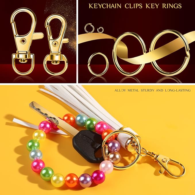 LEOBRO Keychain Making Kit, Metal Lobster Claw Clasps and Key Chain Rings - Image 3