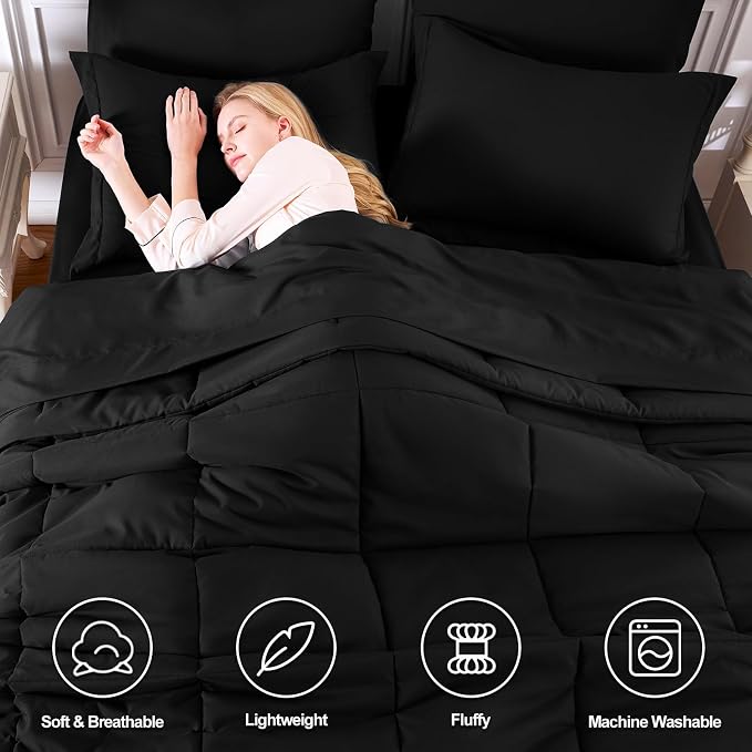 CozyLux Full Size Comforter Sets Black - Image 2