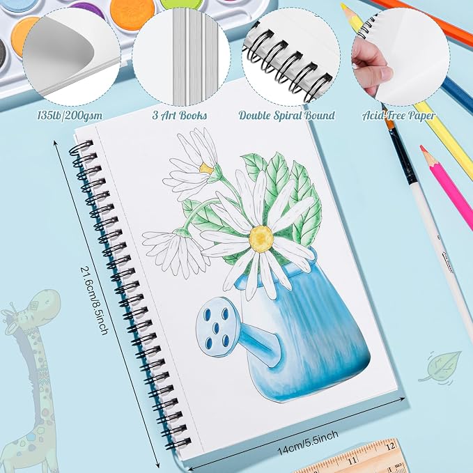 3 Pack Marker Paper Pad, 5.5×8.5in Double Sided Bleedproof Sketch Pad, - Image 3