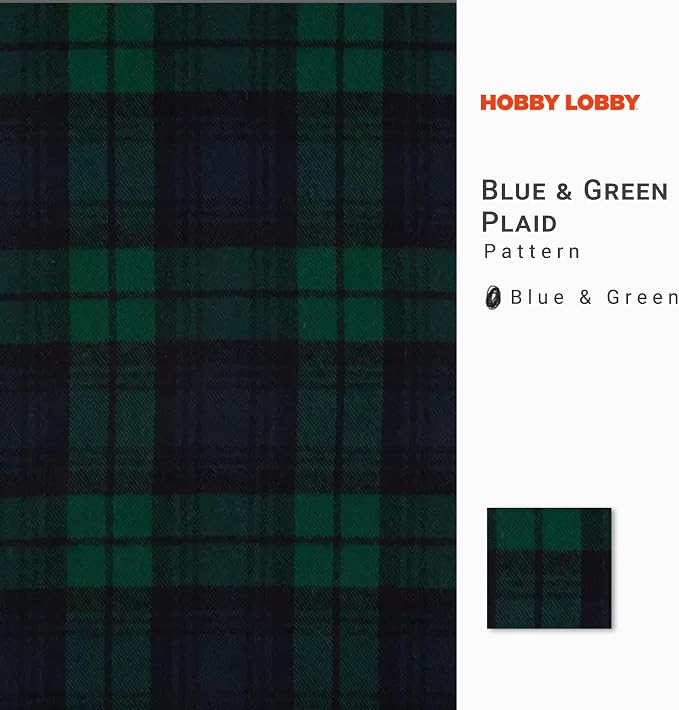 Hobby Lobby Blue & Green Plaid Flannel Fabric, 1 Yard | Precut Fabric - Image 2