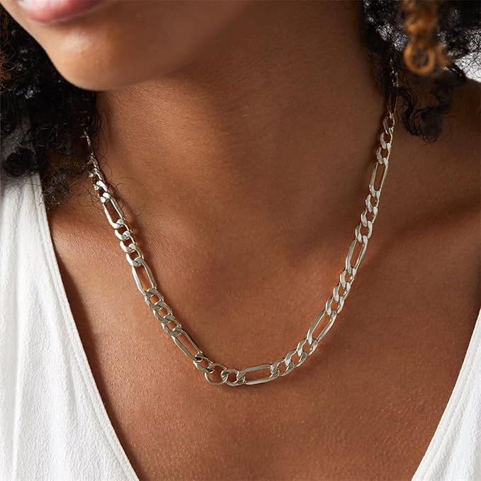 Jishi 16ft Figaro Chain Roll 6mm Silver Stainless Steel Necklace Chain - Image 6