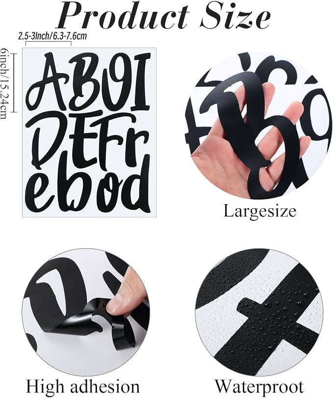 Outus 576 Pcs 8 Sheets Letters Stickers Vinyl Alphabet Number Decals Back to - Image 2