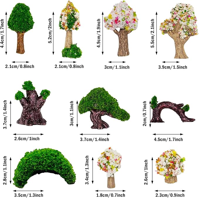 Cayway 19 PCS Miniature Fairy Garden Tree Plant Ornament, Mixed Model Trees - Image 2