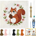 INFUNLY Squirrel Punch Needle Embroidery Kit 8.7 Inch Round Punch Needle Craft by INFUNLY