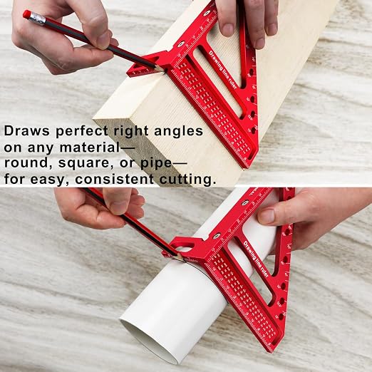 Large Carpenter Square 6.5''x5.79''Protractor Ruler - Image 5