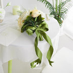 HUIHUANG Olive Green Wired Ribbon 1-1/2 inch Olive Satin Wire Ribbon - Image 5