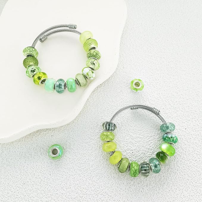 Large Hole Beads Spacer Beads Green Assorted European Craft Big Beads Large - Image 3
