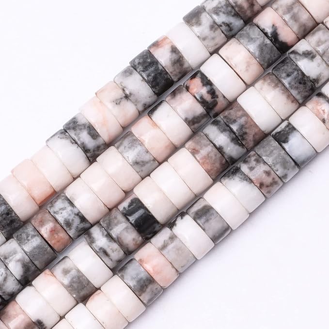 Natural Stone Heishi Beads for Necklace Making, 4 mm x 6 mm Small Flat Round by YUGDRUZY
