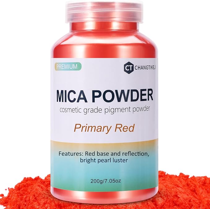 Mica Powder, 7.05OZ（200g）, Primary Red Mica Powder Pigment by CHANGTIKEJIWelcomeYouOrder