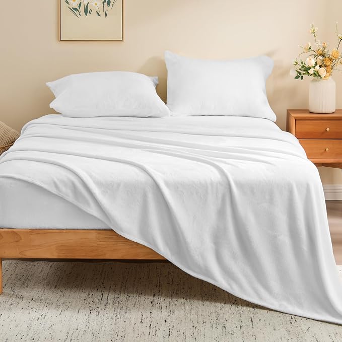 BEDELITE Flannel Sheets Twin Size Bright White - Image 2