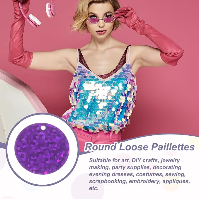 MECCANIXITY 700 Pcs Flat Round Sequins 15mm/0.6 Inch Loose Paillettes Craft - Image 4